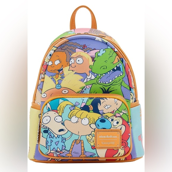 ? Loungefly Nickelodeon 90s Colorful Cartoon Unisex Vegan Leather Mini Backpack main image 2